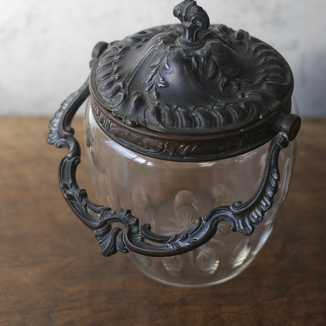 アンティークガラスポット 砂糖入れ ガラス ロココ様式 フランス6