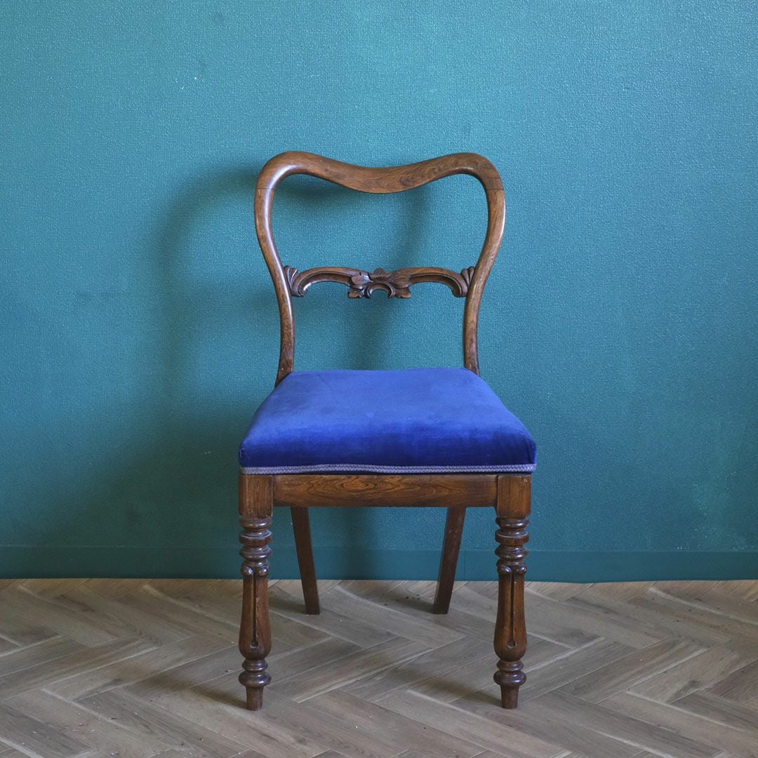 アンティークバルーンバックチェア ブルーベルベット フランス アンティーク家具2