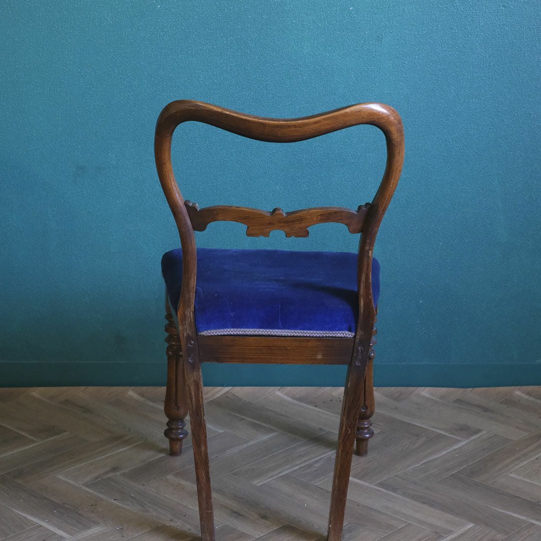 アンティークバルーンバックチェア ブルーベルベット フランス アンティーク家具8