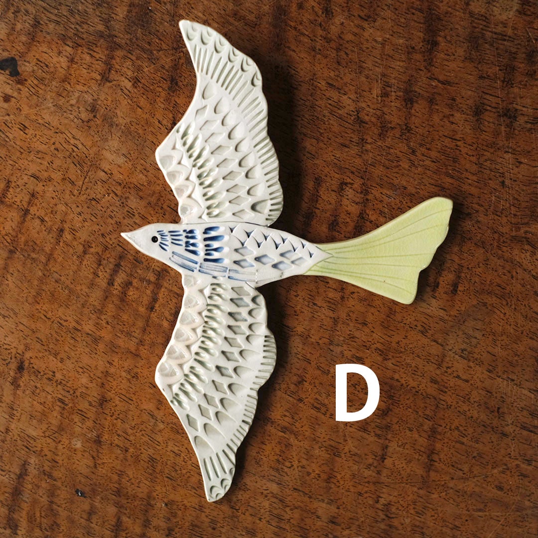 陶器の鳥のアートオブジェ Pottery studio K 金子ひとみ 作家物 空舞う鳥6