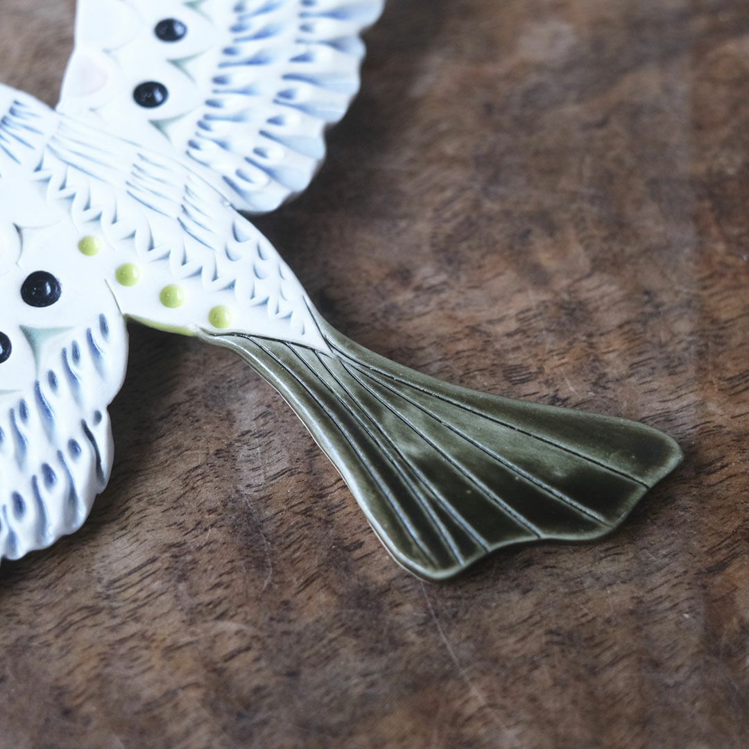 陶器の鳥のアートオブジェ Pottery studio K 金子ひとみ 作家物 空舞う鳥8