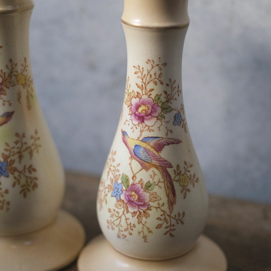  アンティーク キャンドルスタンド HICKEY WARE（ヒッキーウェア） 陶器 雉の絵 イギリス5