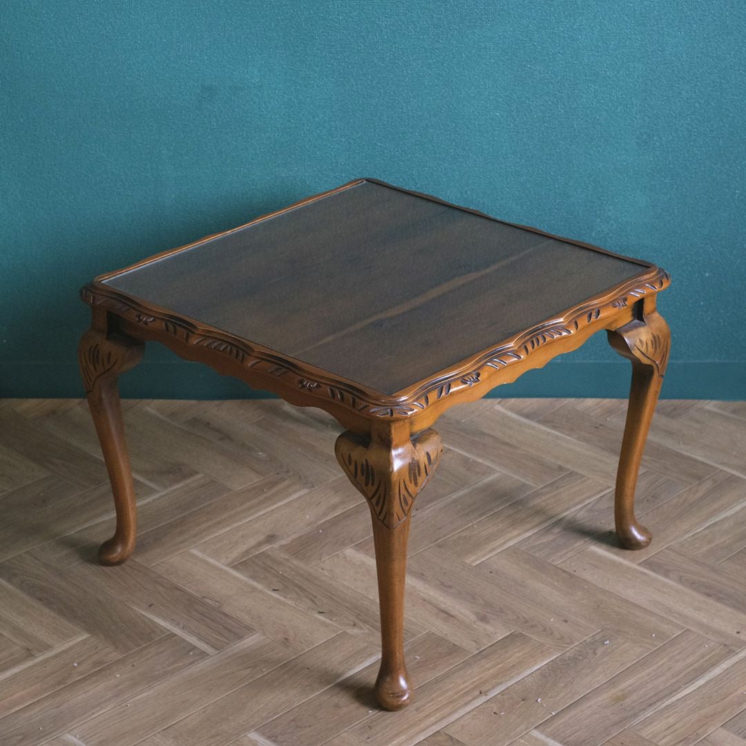 ヴィンテージサイドテーブル コーヒーテーブル ガラストップ 猫脚 イギリス3