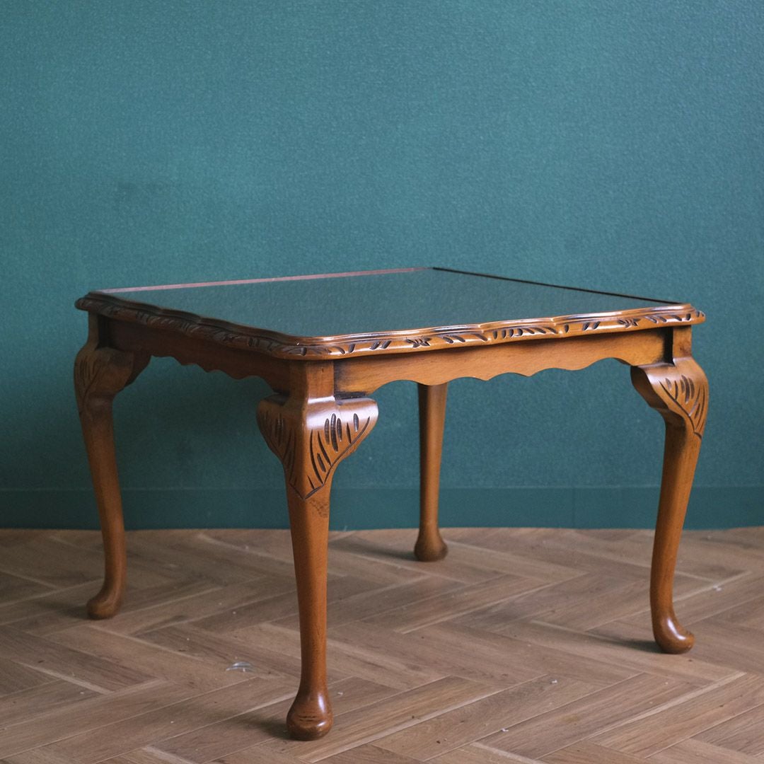 ヴィンテージサイドテーブル コーヒーテーブル ガラストップ 猫脚 イギリス4