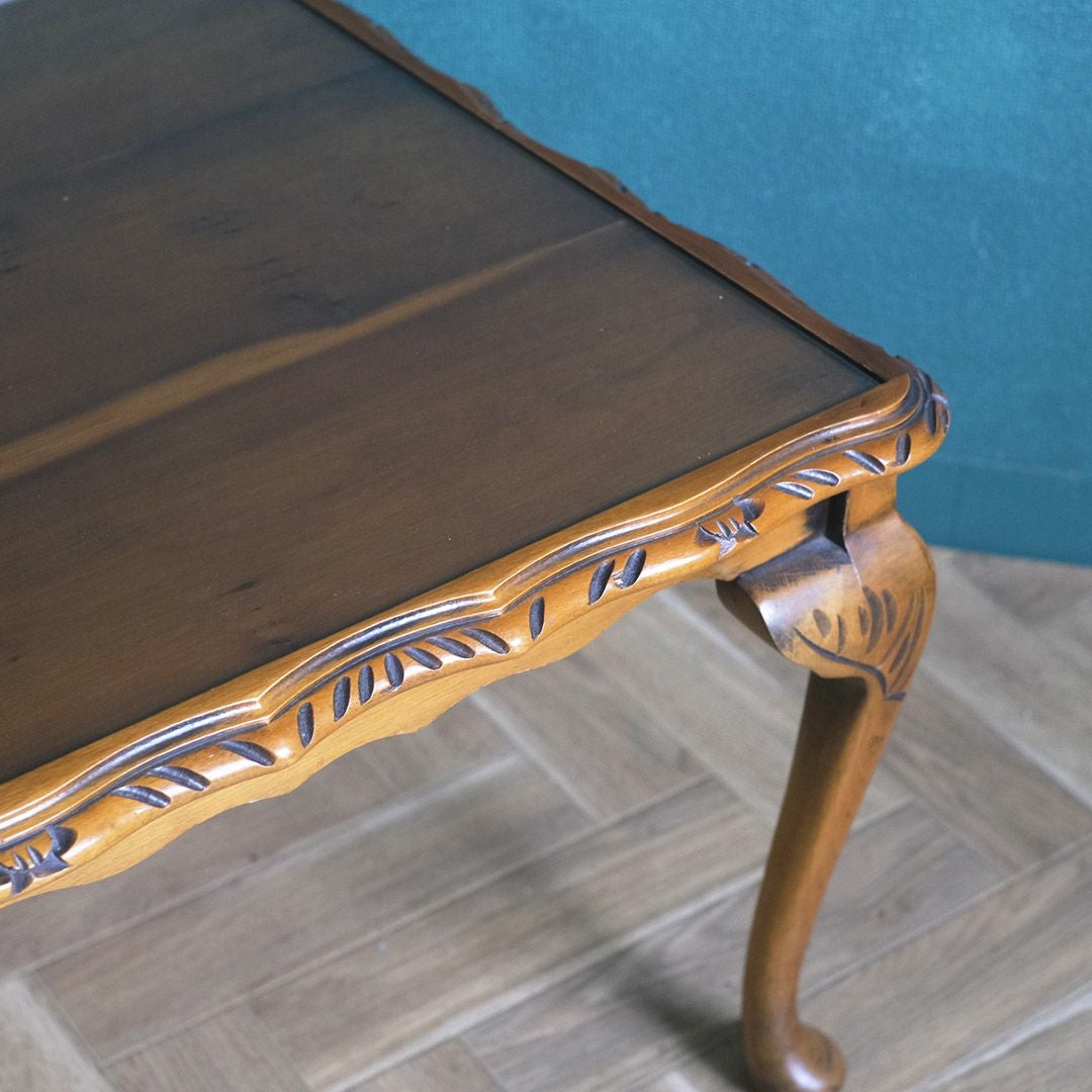 ヴィンテージサイドテーブル コーヒーテーブル ガラストップ 猫脚 イギリス9