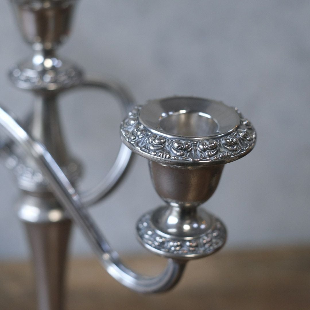 ヴィンテージ キャンドルスタンド シルバープレート 3灯燭台 イギリス キャンドルホルダー6