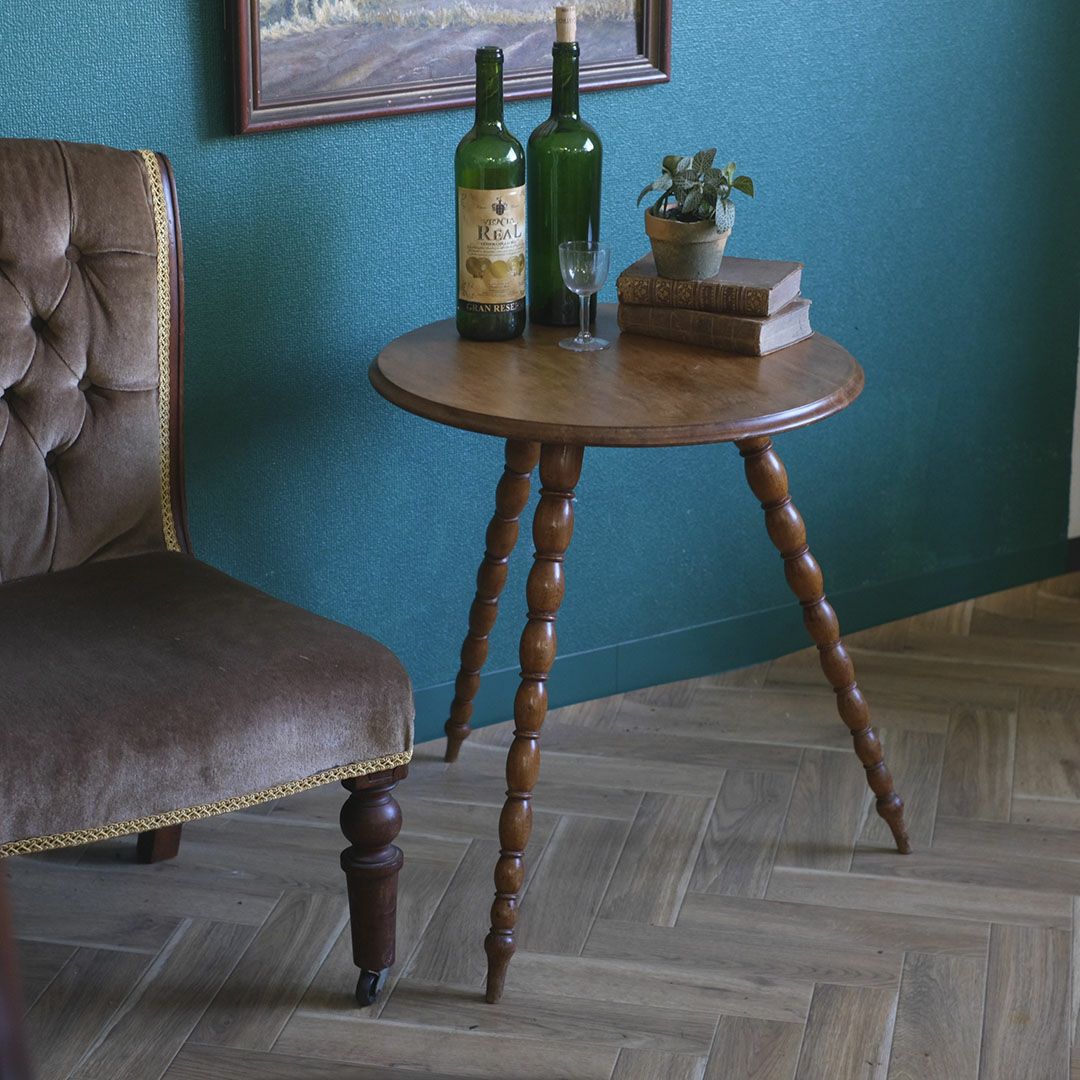 アンティークスモールテーブル イギリス ボビンターニングレッグ /アンティーク家具1