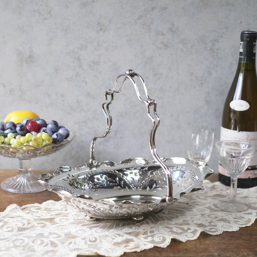 アンティーク シルバープレートフルーツバスケット イギリス