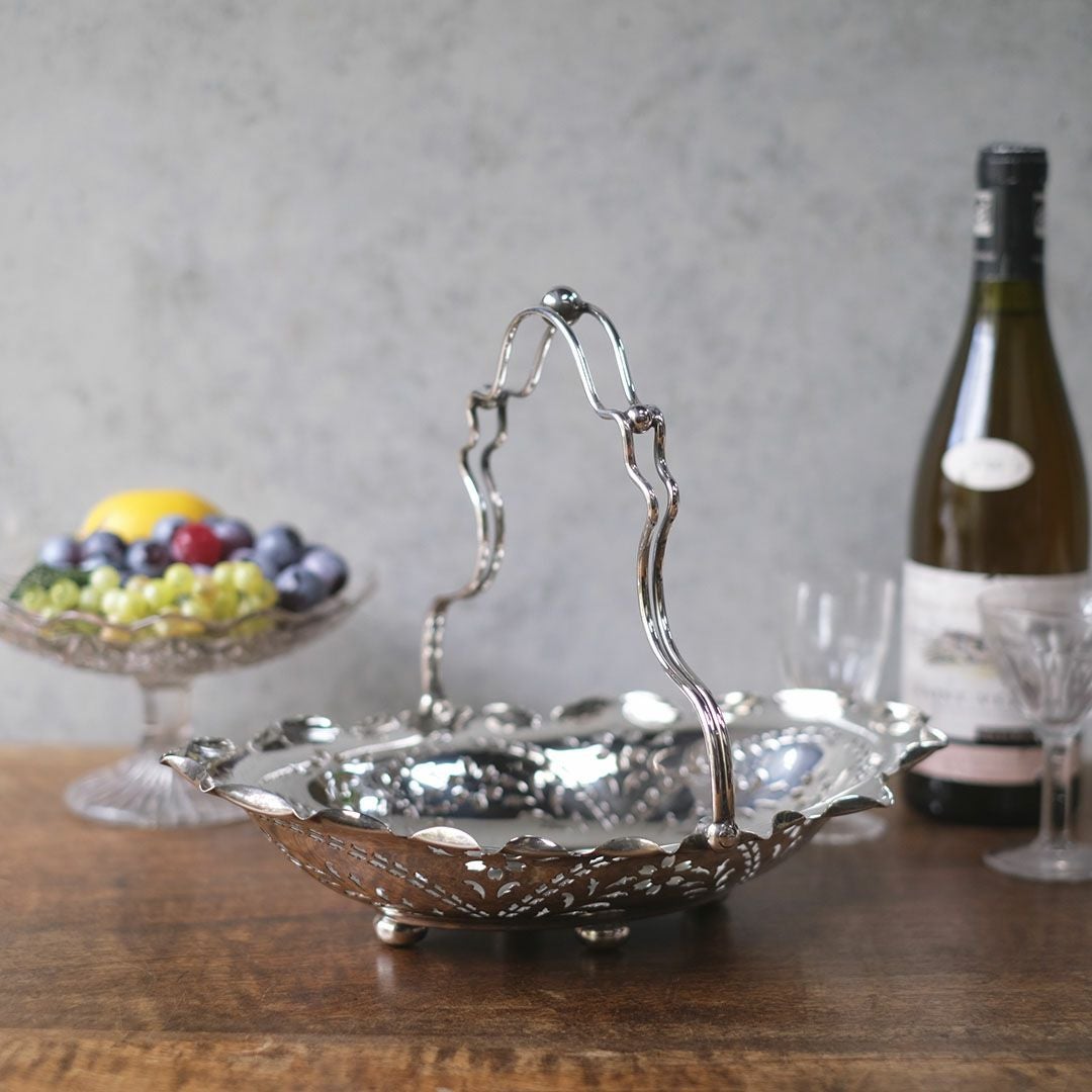 アンティーク シルバープレートフルーツバスケット イギリス1