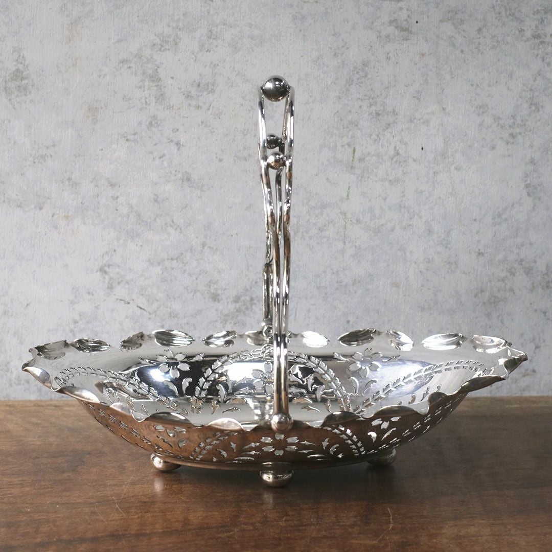 アンティーク シルバープレートフルーツバスケット イギリス3