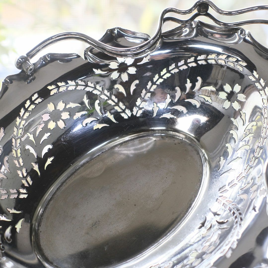 アンティーク シルバープレートフルーツバスケット イギリス6