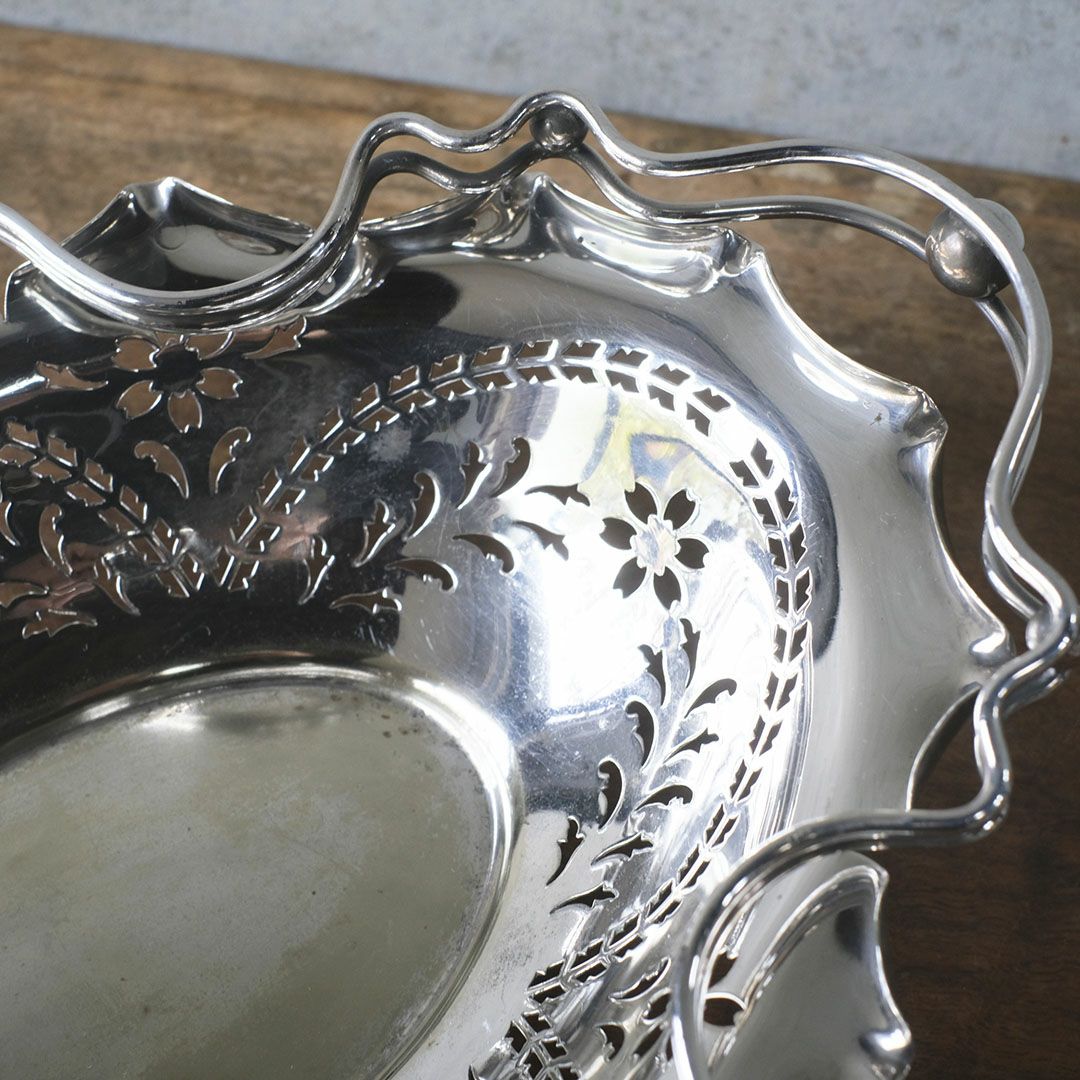 アンティーク シルバープレートフルーツバスケット イギリス8