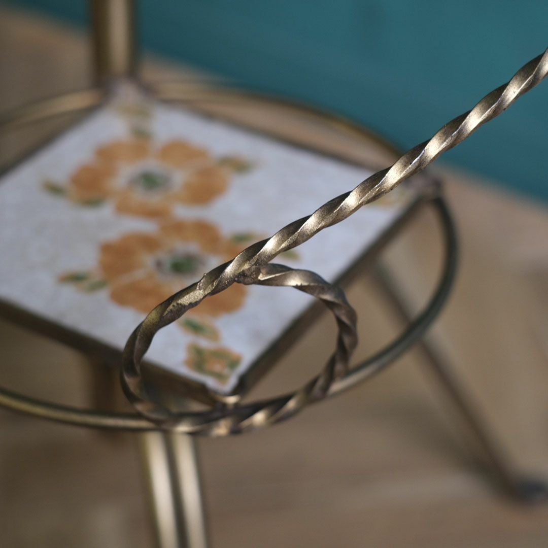 ヴィンテージフラワースタンド 螺旋状 花タイル イタリア8