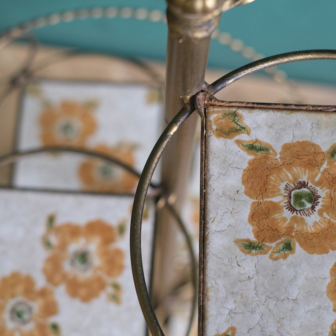 ヴィンテージフラワースタンド 螺旋状 花タイル イタリア9