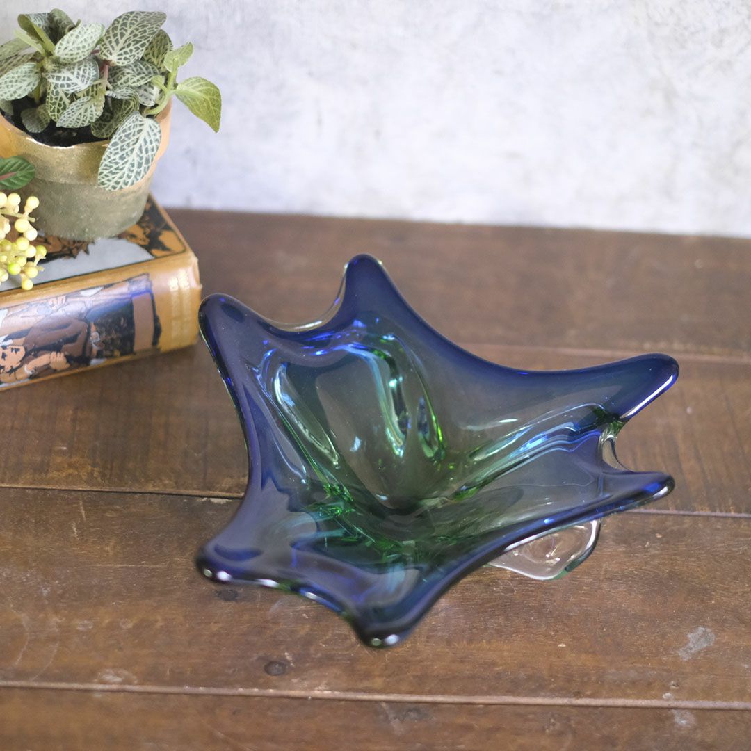 ヴィンテージMURANOガラスボウル イタリア ブルー ベネチアングラス1
