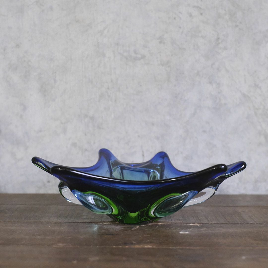 ヴィンテージMURANOガラスボウル イタリア ブルー ベネチアングラス2