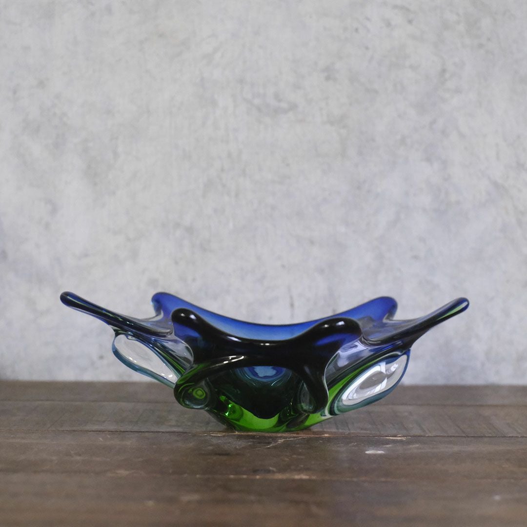 ヴィンテージMURANOガラスボウル イタリア ブルー ベネチアングラス3