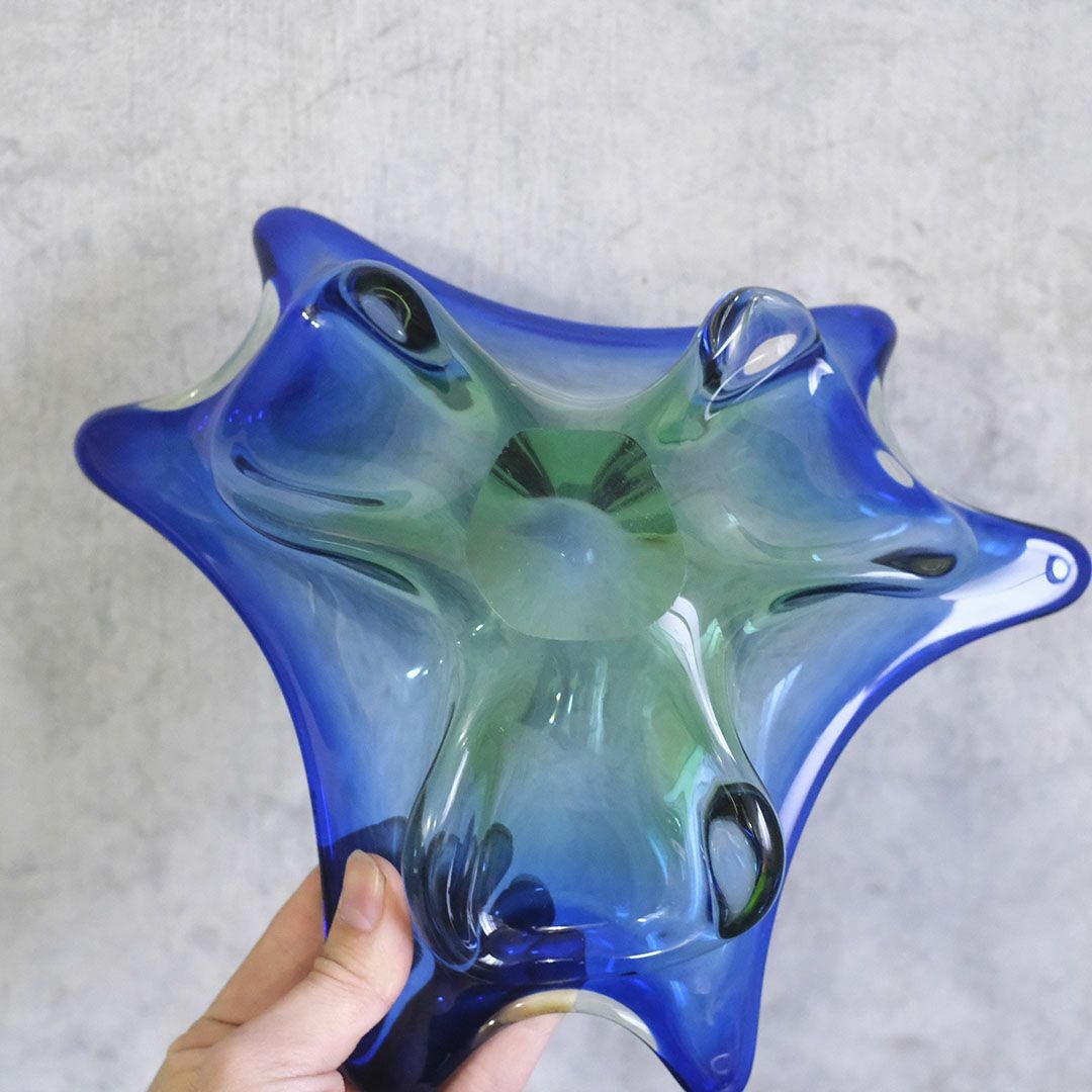 ヴィンテージMURANOガラスボウル イタリア ブルー ベネチアングラス5