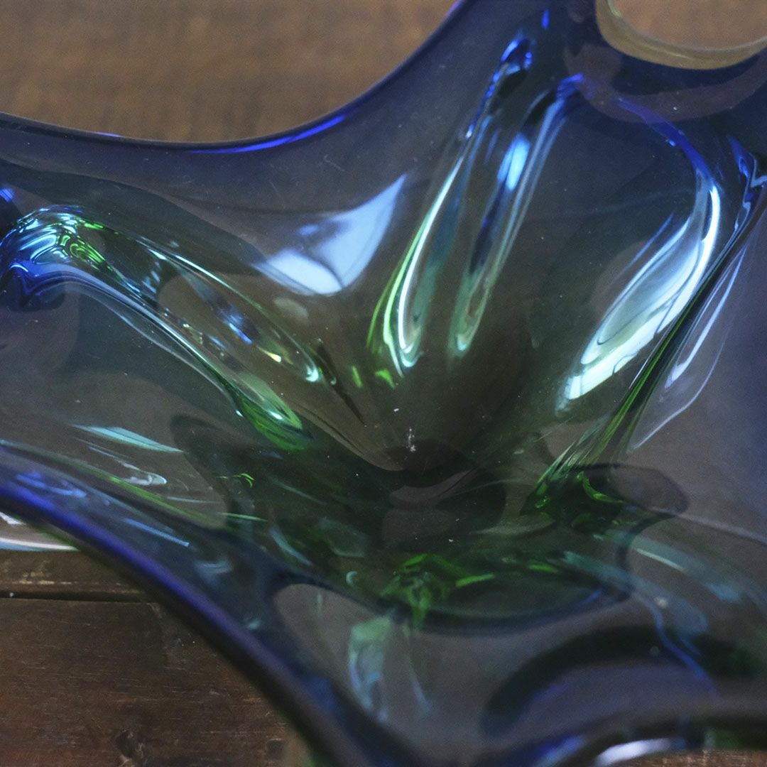 ヴィンテージMURANOガラスボウル イタリア ブルー ベネチアングラス6