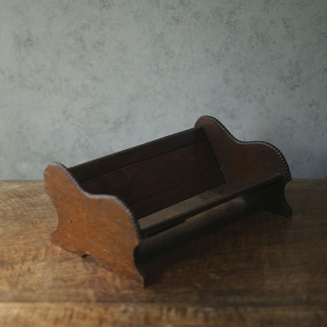 天然木部分アンティークブックスタンド 本棚 スライド可変式 イギリス