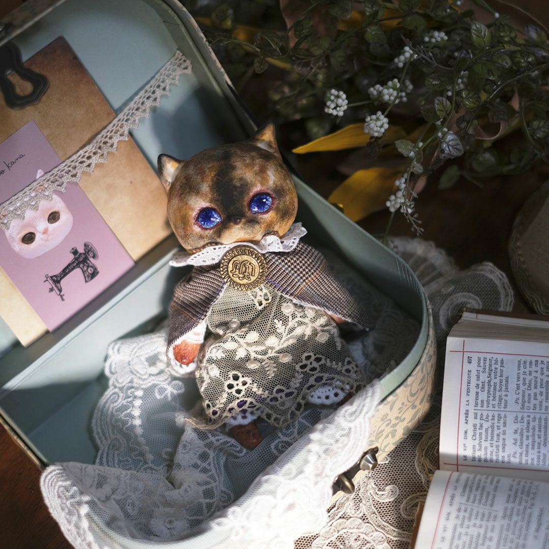 かわいい奏ちよこ サビ猫 きなこ 人形 ドール 空創アーティスト