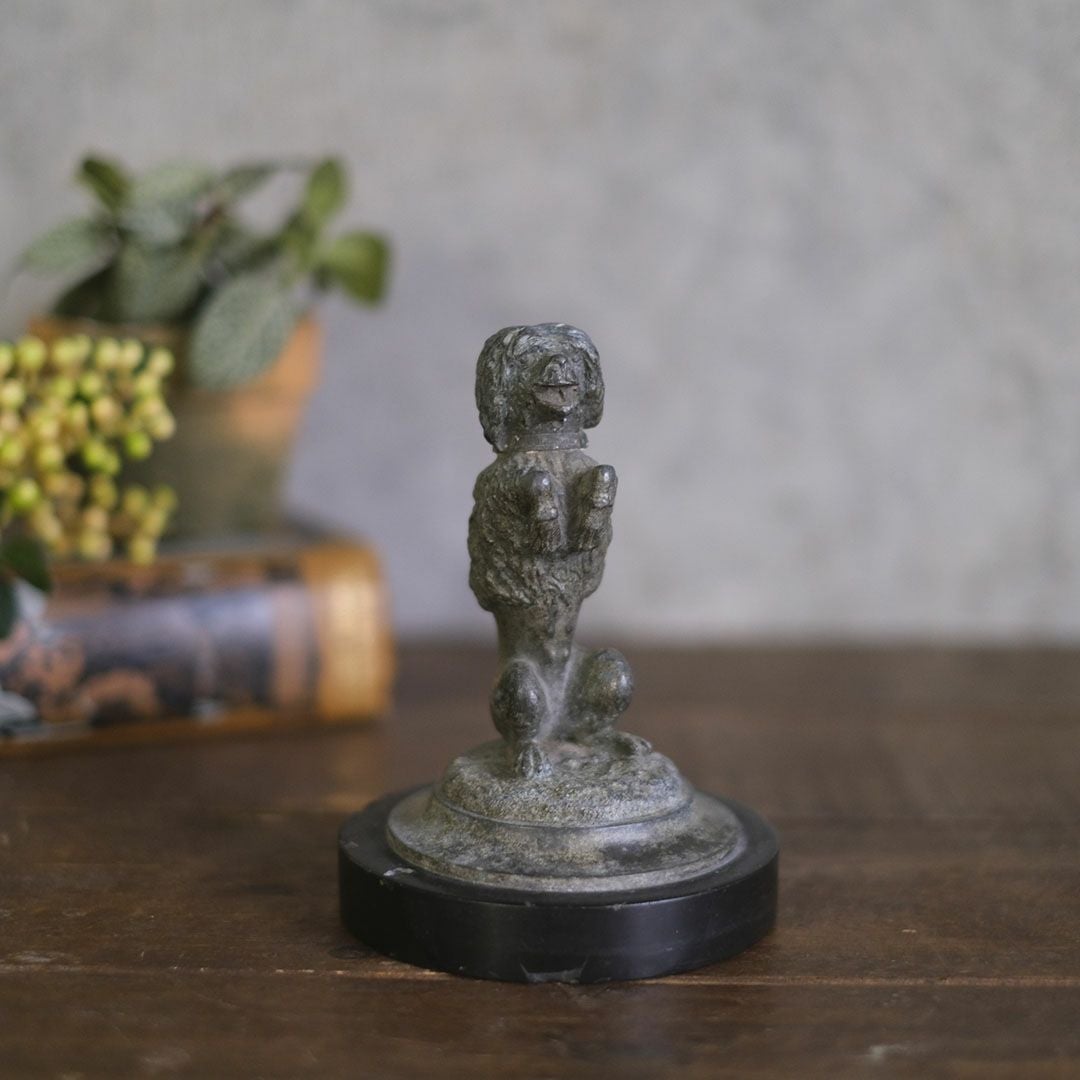 アンティーク ドッグオブジェ プードル 鋳物 犬