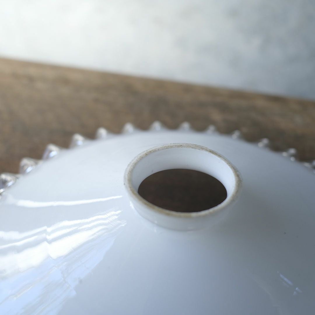 アンティーク ガラスシェードフリルランプ ミルクガラス 照明 灯具E17 シーリングカップ付属7