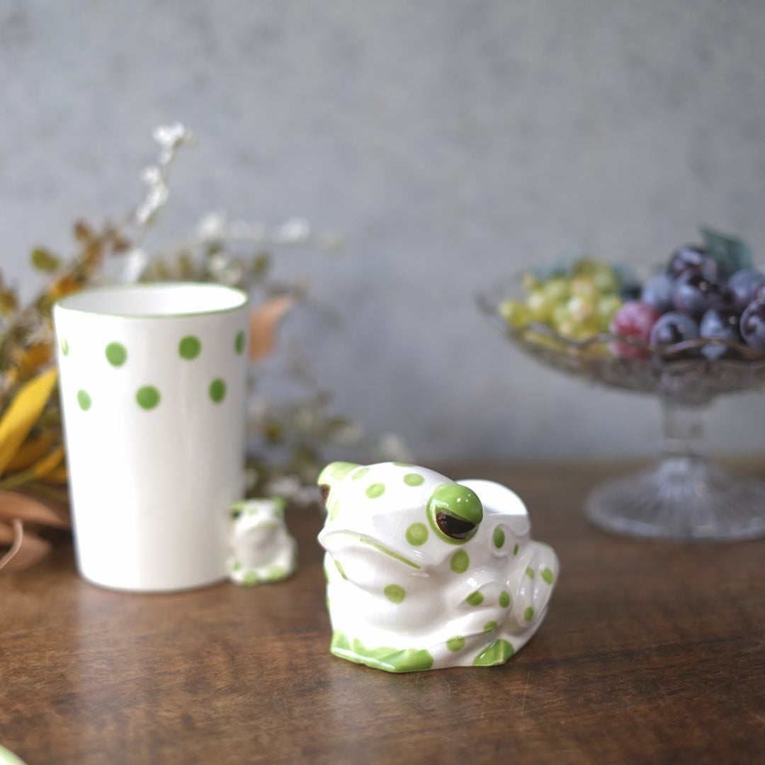 ヴィンテージシュガーボウル Schmid Design Folio（シュミット・デザイン・フォリオ） カエルモチーフ 水玉模様 逆輸入 日本