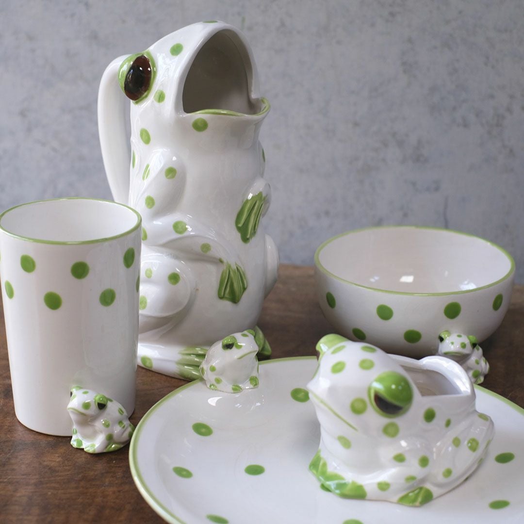 ヴィンテージシュガーボウル Schmid Design Folio（シュミット・デザイン・フォリオ） カエルモチーフ 水玉模様 12輸入 日本