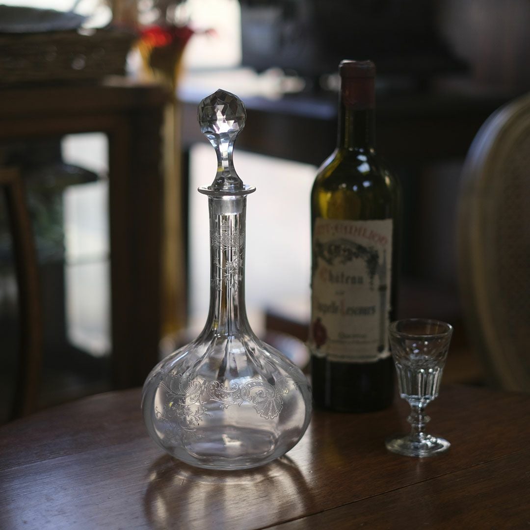 アンティーク デキャンタ フランス アシッドエッチング