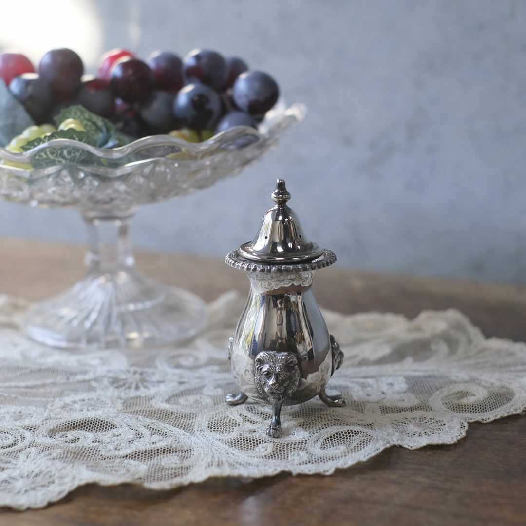 アンティークペッパーポット スパイスケース 胡椒入れ シルバープレート イギリス