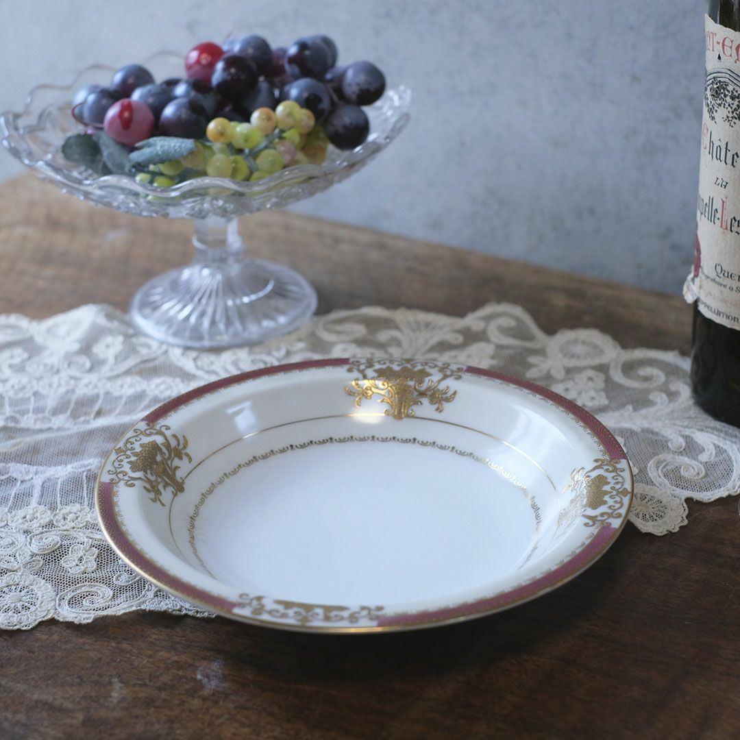 ヴィンテージプレート 皿 JYOTO 金彩装飾 マゼンタリム 1970年代 日本