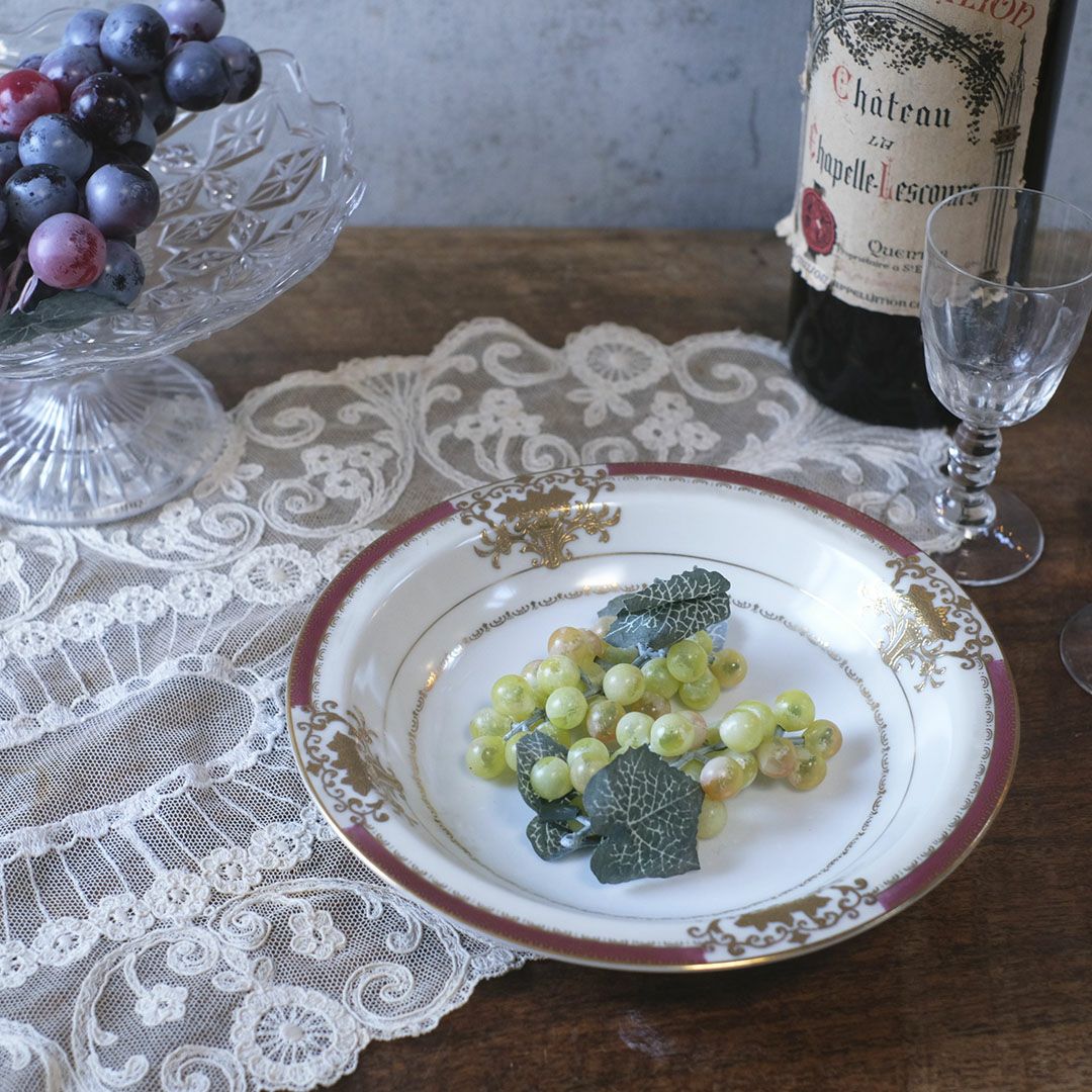 ヴィンテージプレート 皿 JYOTO 金彩装飾 マゼンタリム 1970年代 日本1