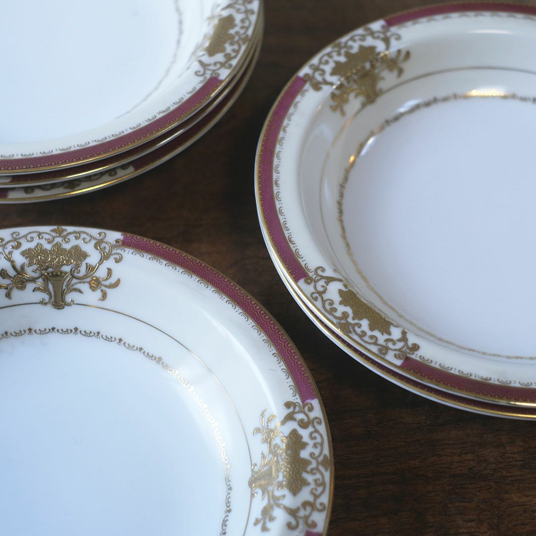 ヴィンテージプレート 皿 JYOTO 金彩装飾 マゼンタリム 1970年代 日本3