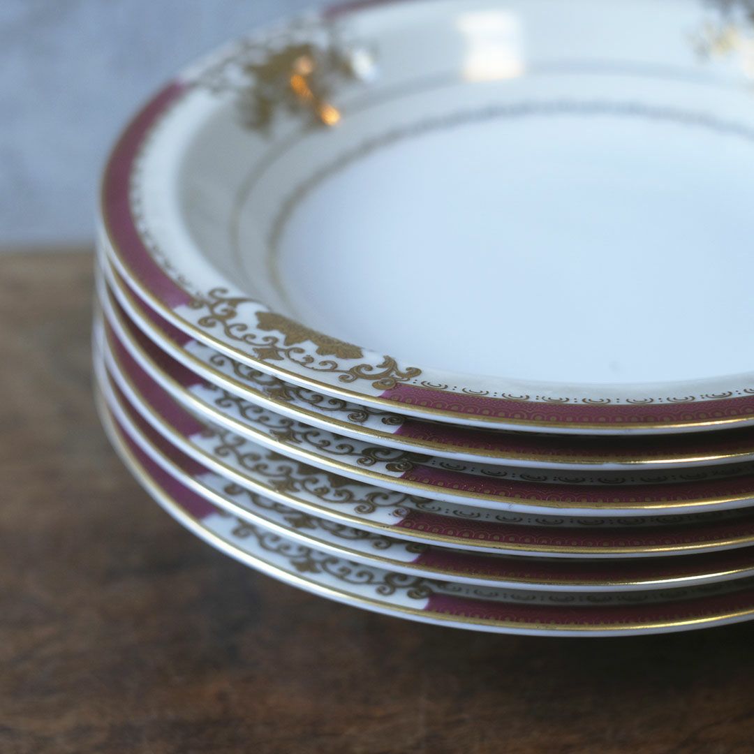 ヴィンテージプレート 皿 JYOTO 金彩装飾 マゼンタリム 1970年代 日本4