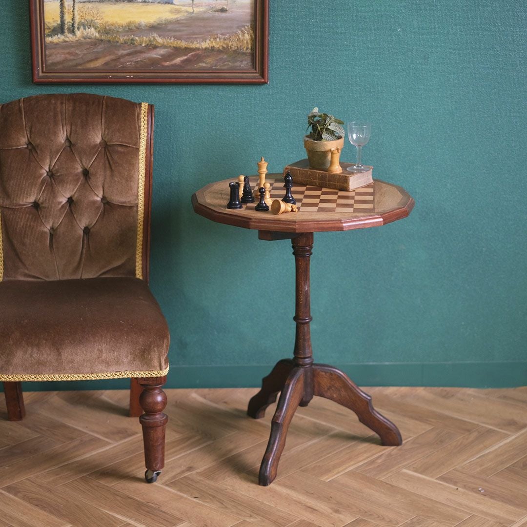 アンティーク ゲームテーブル パーケットリー 寄木細工 チェステーブル