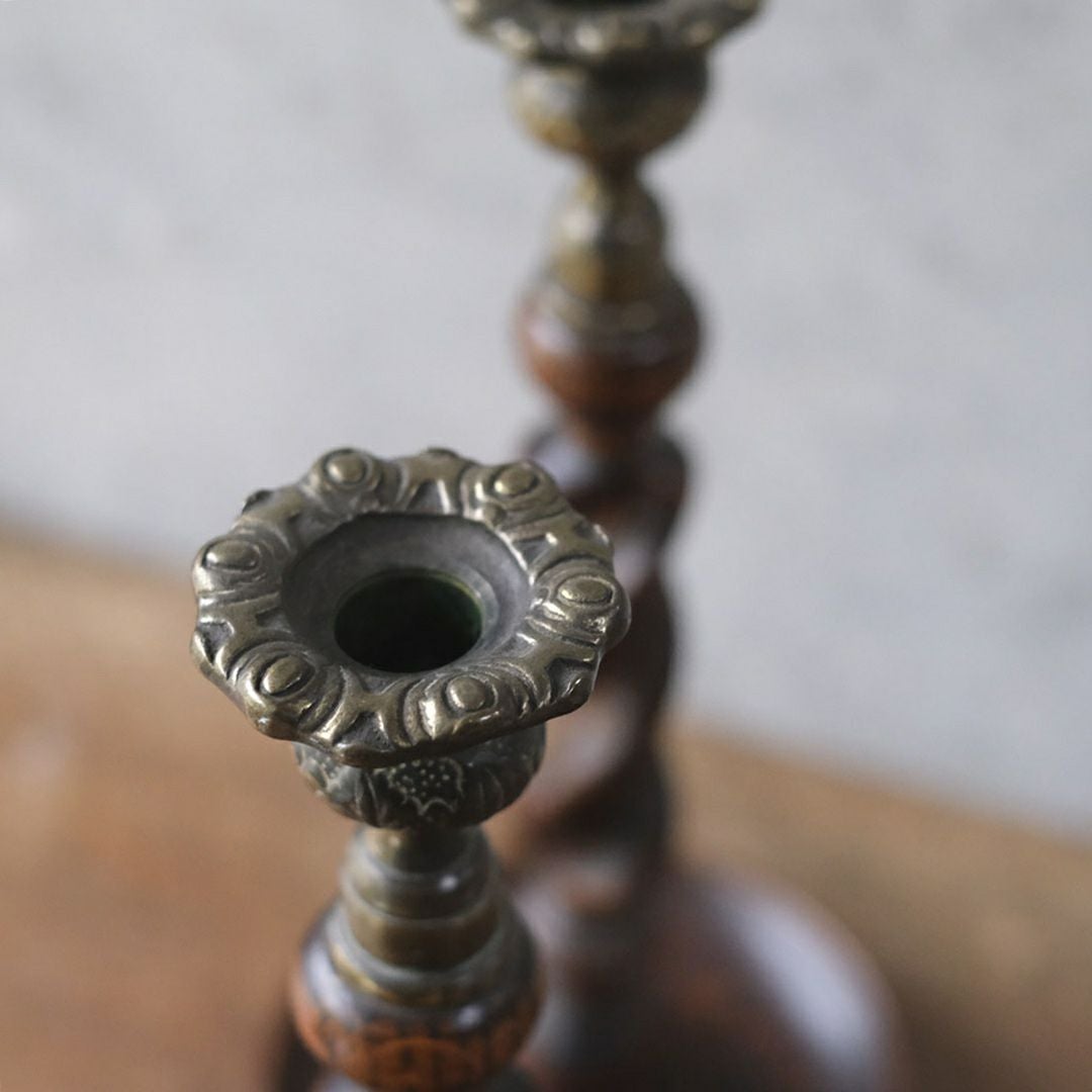 アンティークキャンドルスティックペア オーク イギリス 燭台 オブジェ3