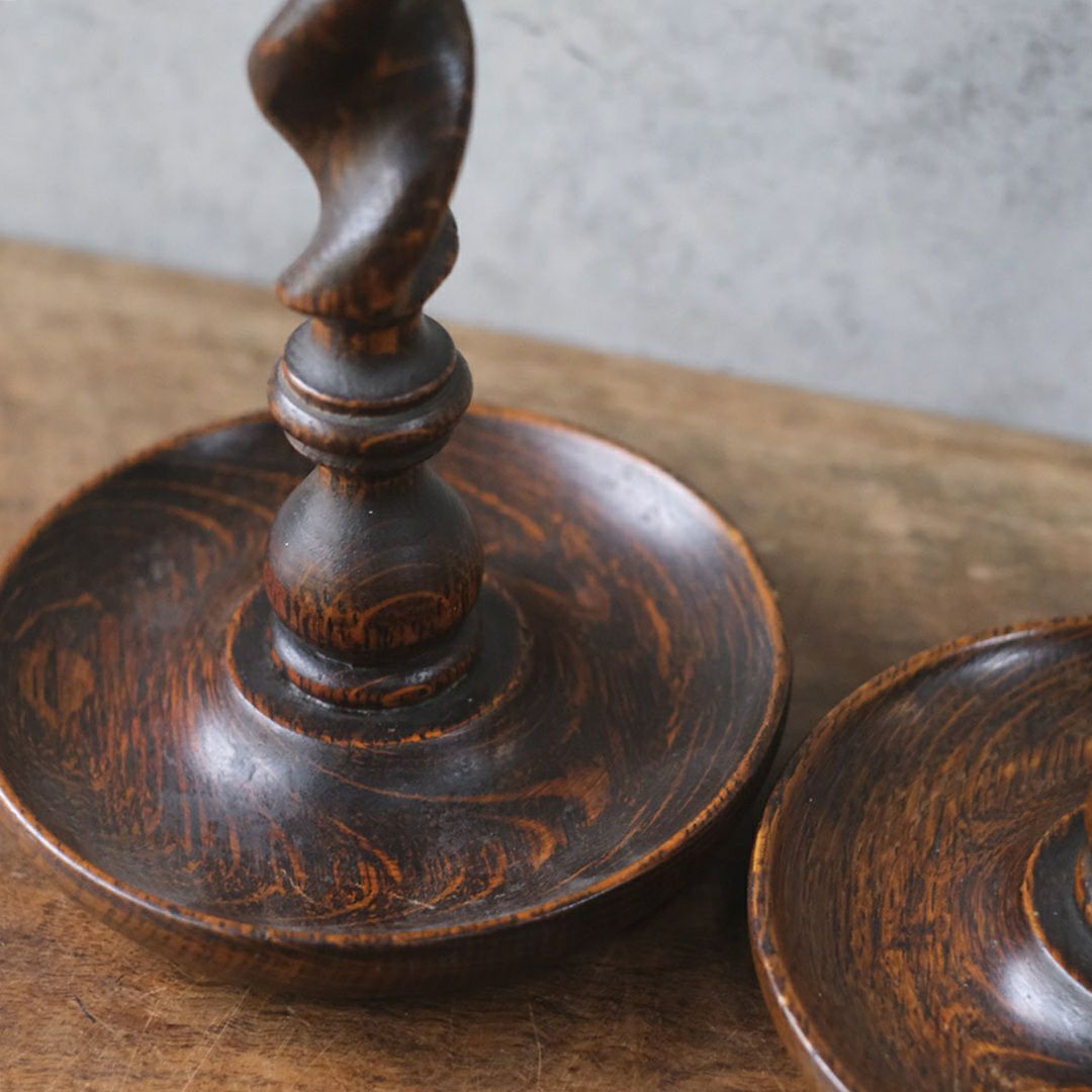 アンティークキャンドルスティックペア オーク イギリス 燭台 オブジェ6