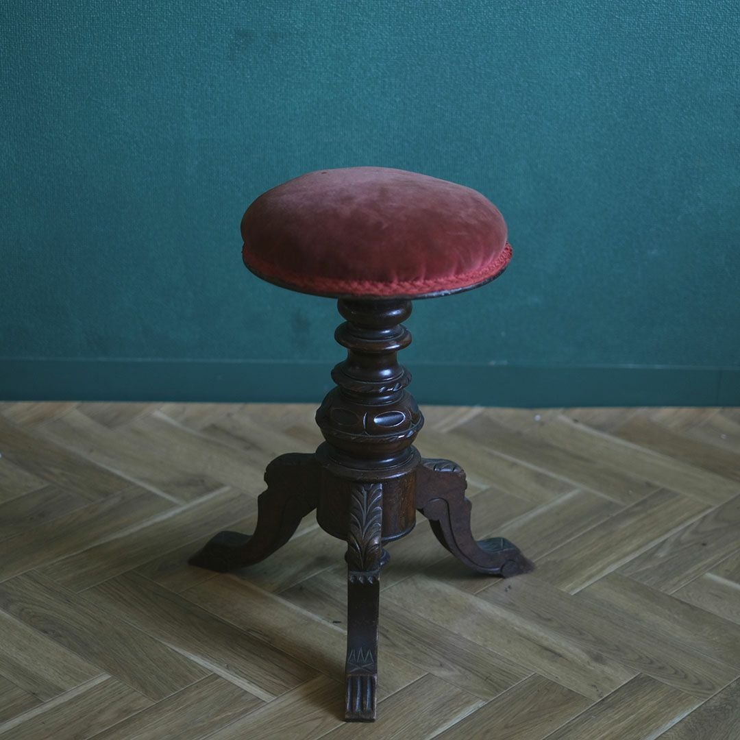 アンティークピアノスツール トライポットの足 椅子 アンティーク家具 フランス2