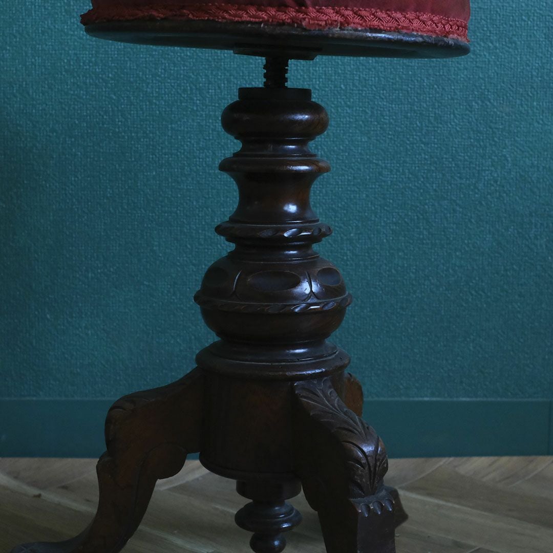 アンティークピアノスツール トライポットの足 椅子 アンティーク家具 フランス5