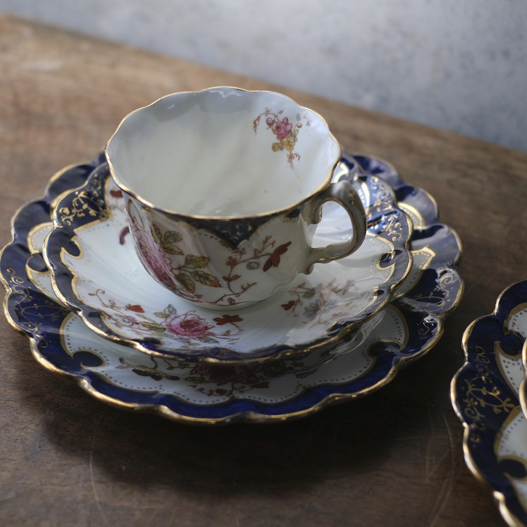 アンティークティーカップトリオ Hammersley (ハマースレイ) Dresden Sprays (ドレスデンスプレイ) ヴィクトリアン イギリス2