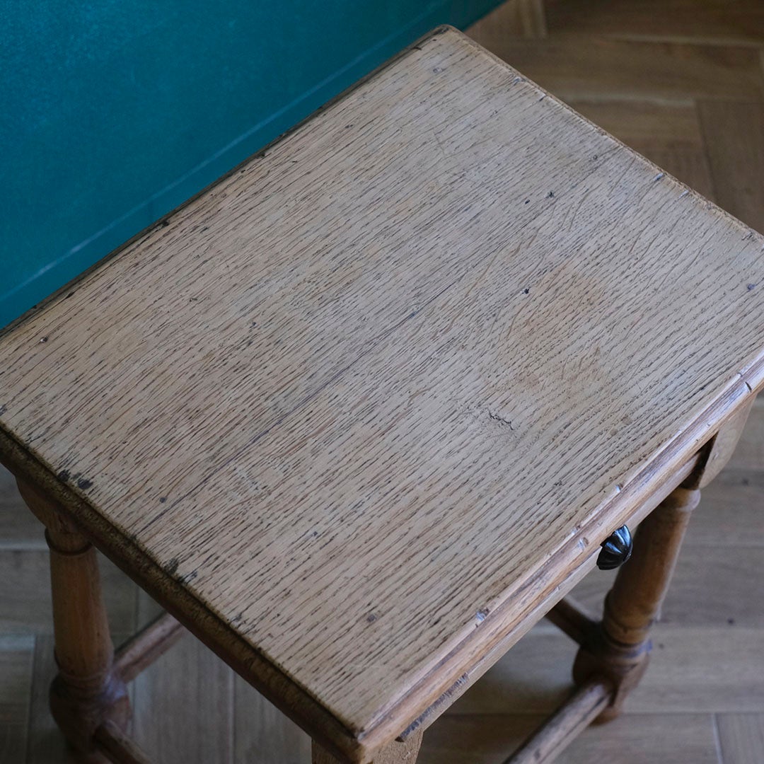 アンティーク ドロワー付きサイドテーブル フランス 剥離された ナイトテーブル/アンティーク家具7