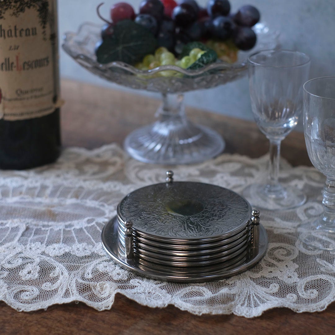 ヴィンテージコースター セット イギリス シルバープレート