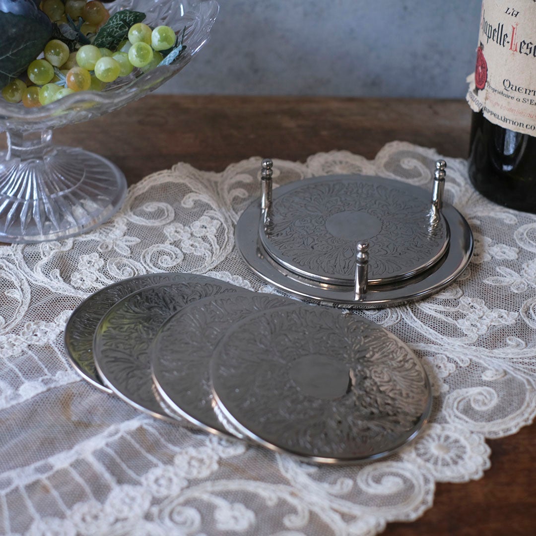 ヴィンテージコースター セット イギリス シルバープレート1