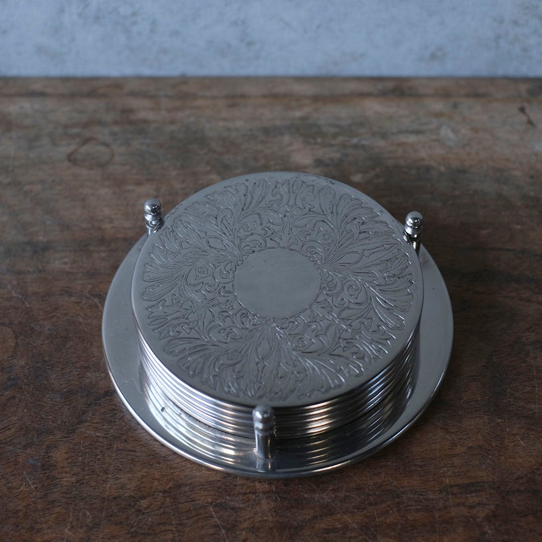 ヴィンテージコースター セット イギリス シルバープレート2