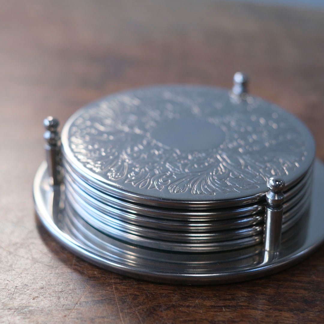 ヴィンテージコースター セット イギリス シルバープレート3