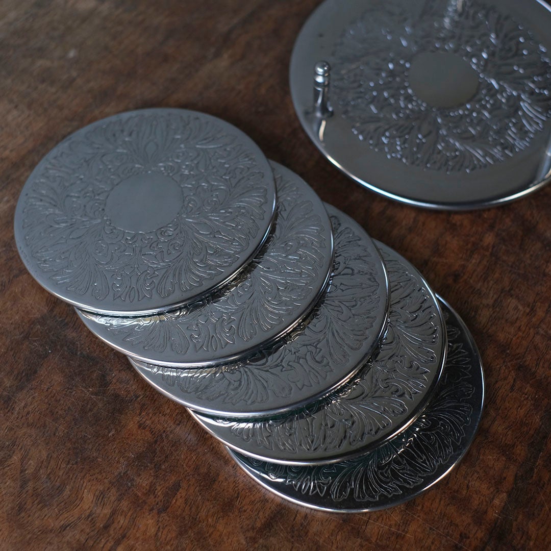 ヴィンテージコースター セット イギリス シルバープレート6