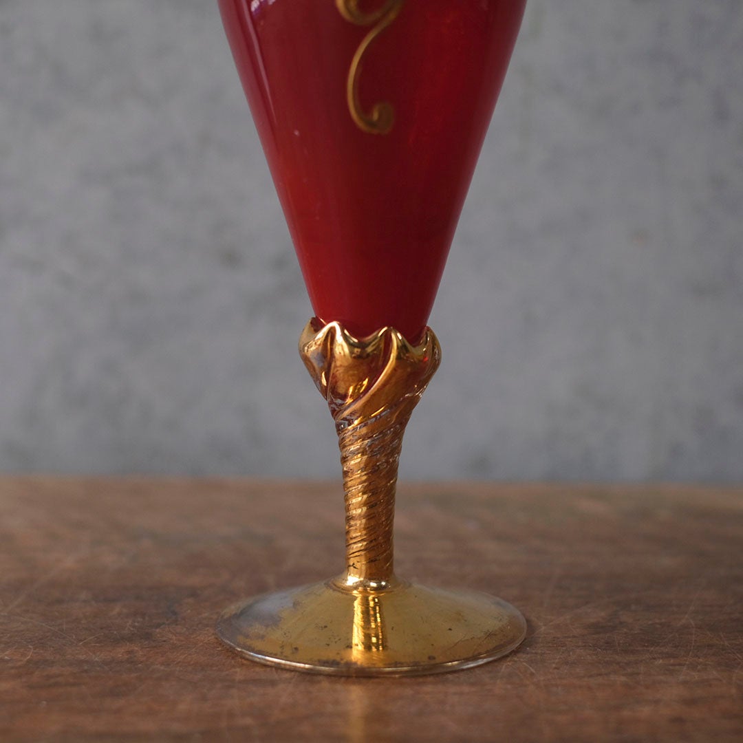 ヴィンテージフラワーベース　エナメル彩と金彩の花文 花瓶 イタリア4