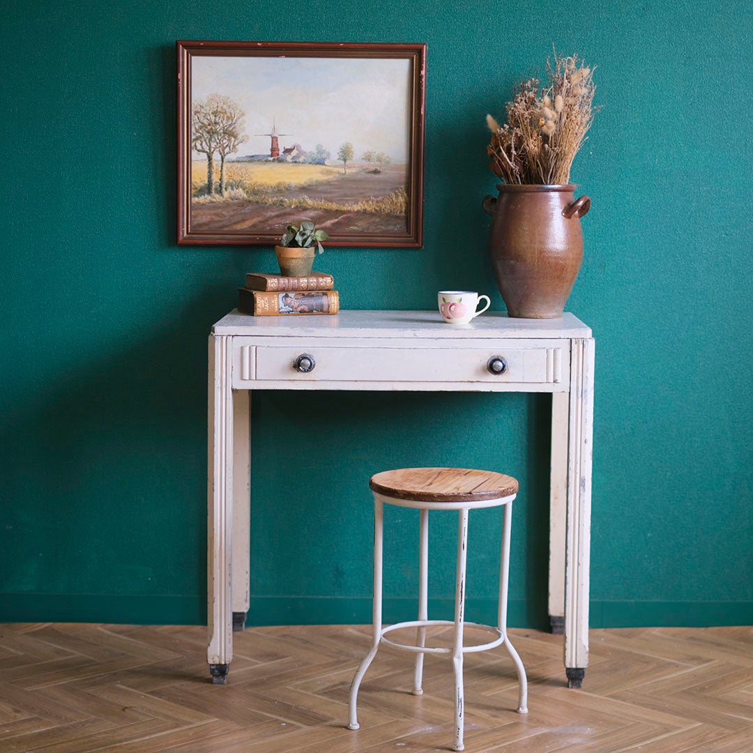 アンティーク ペイントテーブル イギリス グレイッシュホワイト アールデコ イギリス アンティーク家具