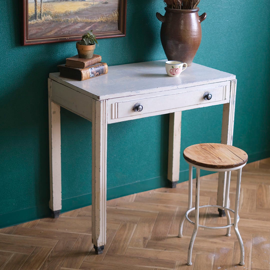 アンティーク ペイントテーブル イギリス グレイッシュホワイト アールデコ イギリス アンティーク家具1